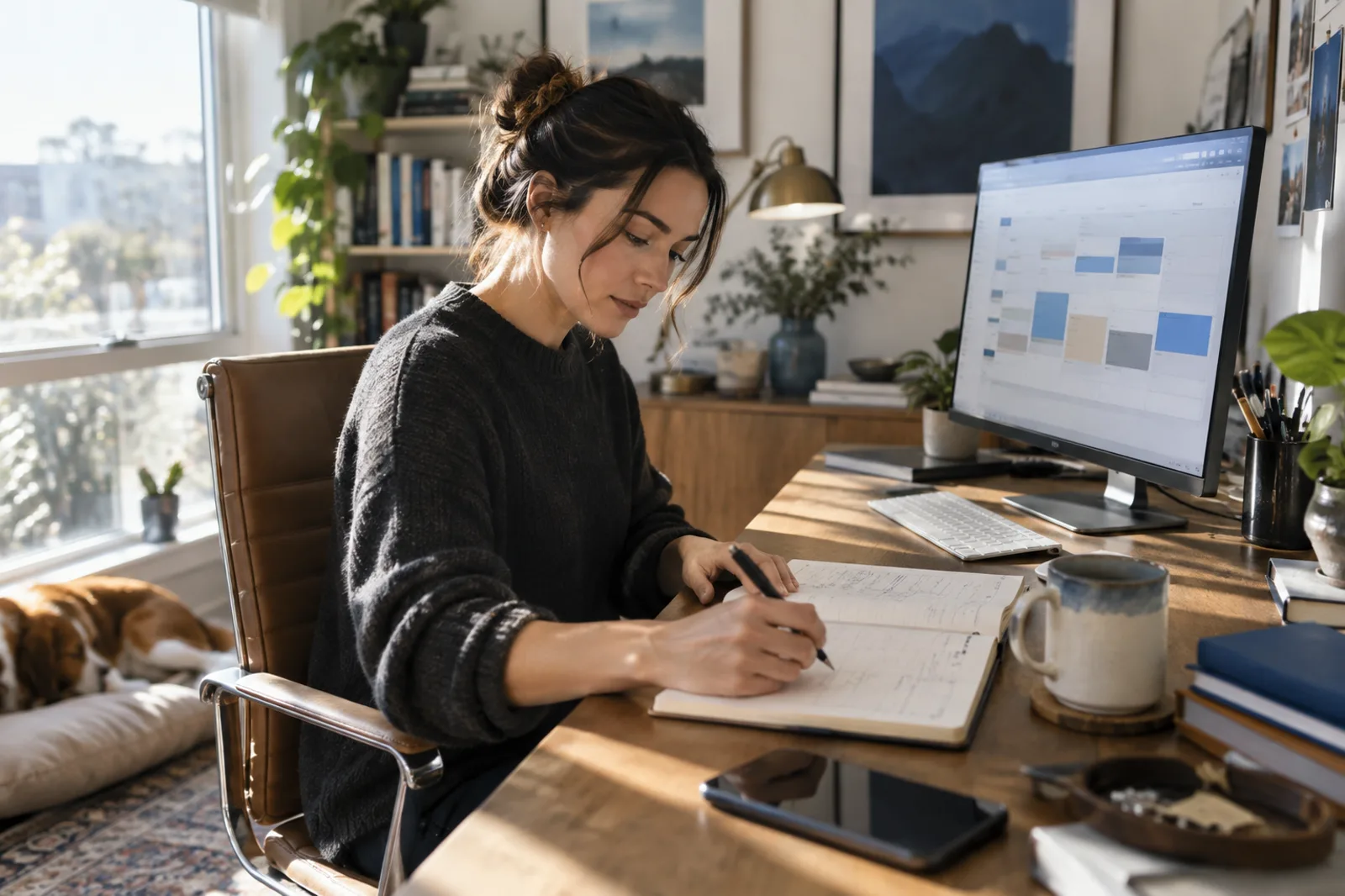 A remote professional planning a balanced work week